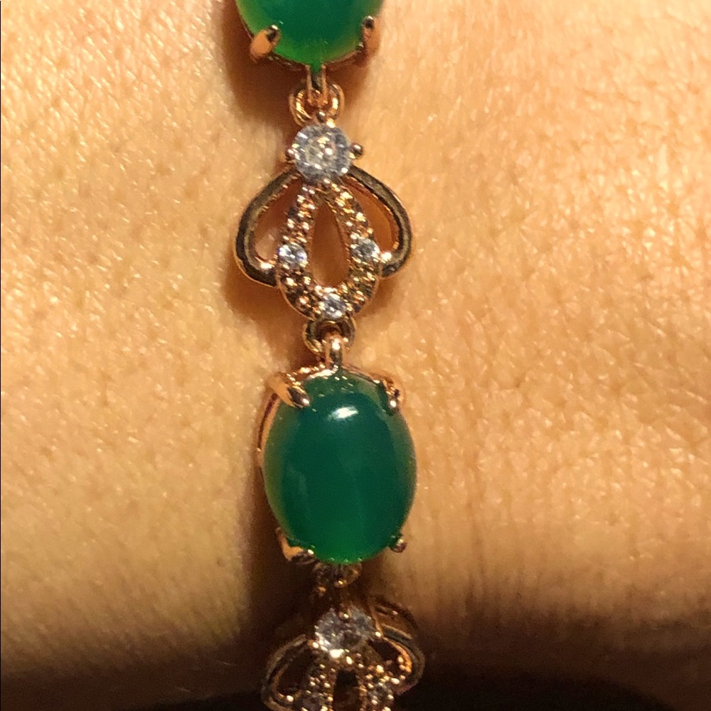 Real natural agate silver bracelet